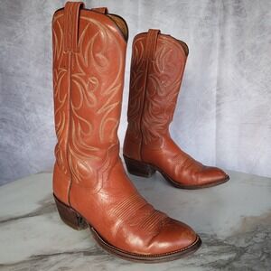 Wrangler WB Masterson Western Cowboy Boots Mens Size 7 D Brown Leather Pull On